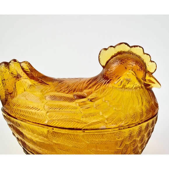 Hen on Nest HON Amber Brown Vintage Glass - Picture 2 of 6